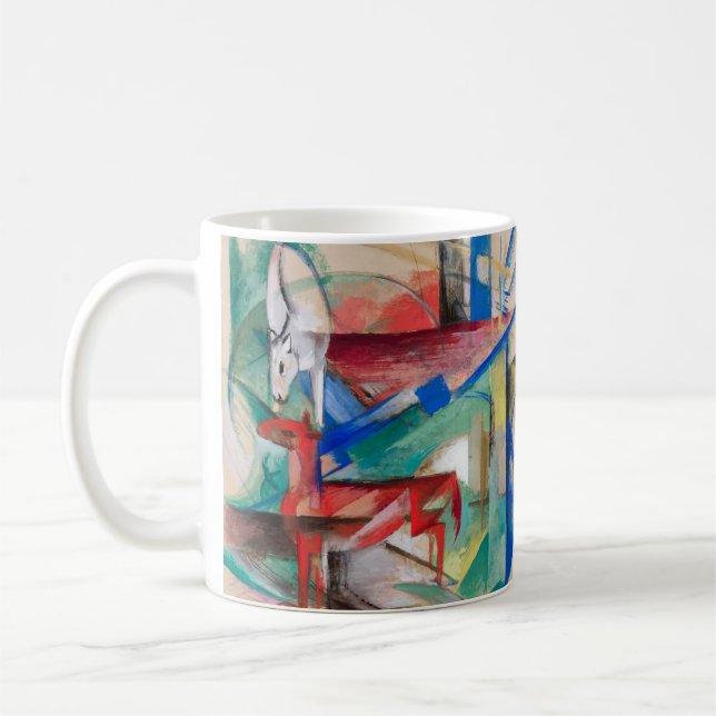 Franz Marc Landschaft mit Tieren Berühmte Malerei Kaffeetasse (Links)