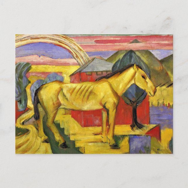 Franz Marc - Langes Gelbes Pferd Postkarte (Vorderseite)