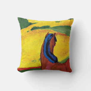 Franz Marc - Pferd in einer Landschaftsmalerei Kissen