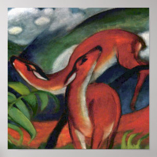 Franz Marc Red Deer Berühmtes Gemälde Poster