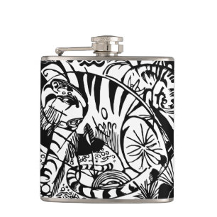 Franz Marc - Schwarz-Weiß-Tiger - Abstrakte Kunst Flachmann