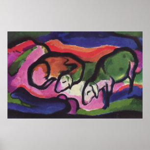 Franz Marc Série Poster vintage ~ Flock Of Sheep