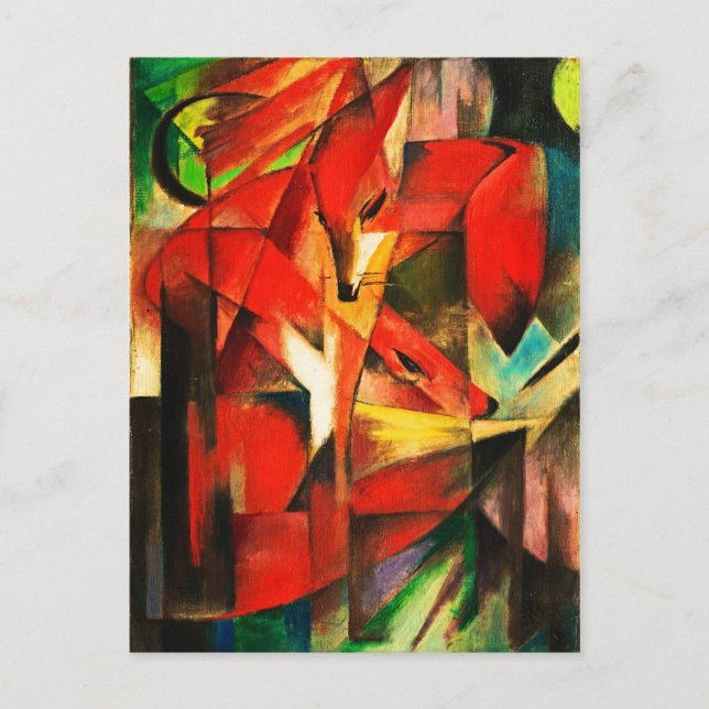 Franz Marc The Foxes Red Fox Moderne Kunst Malerei Postkarte (Vorderseite)