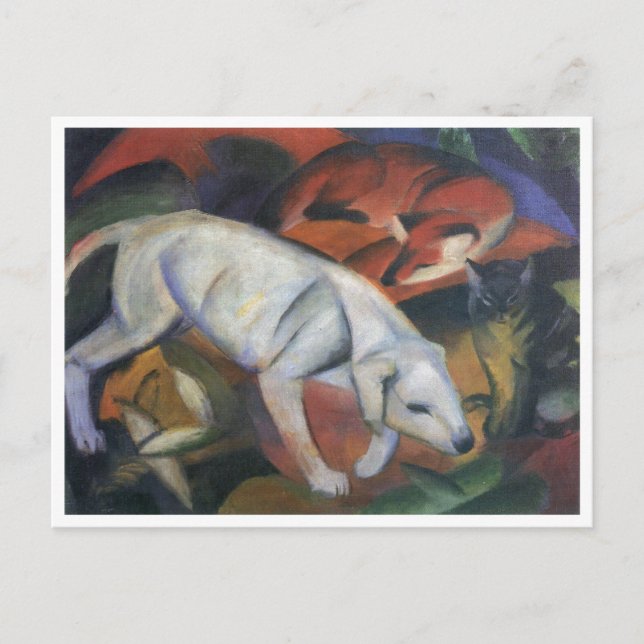 Franz Marc - Three Animals 1912 Hundfox Cat Oil Postkarte (Vorderseite)