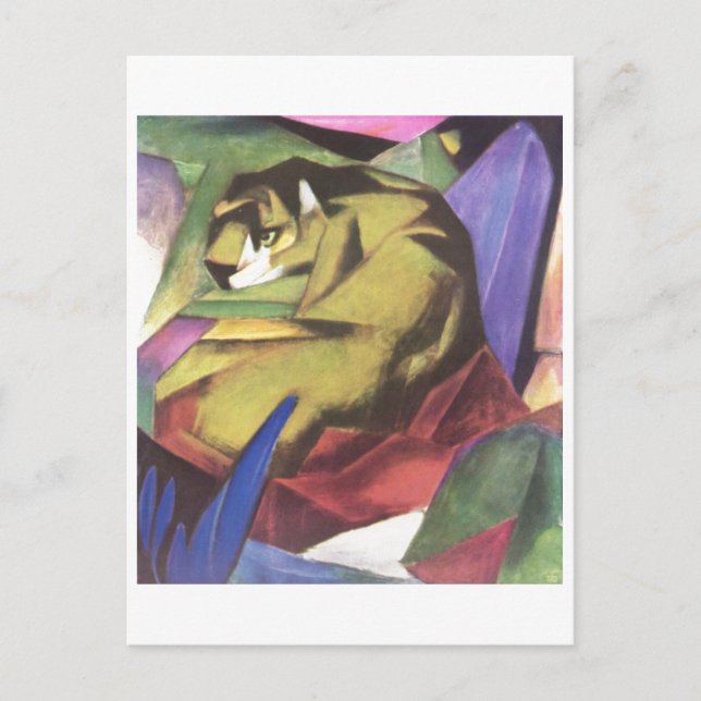 Franz Marc - Tiger 1912 Cat Jungle Leinwand Gelb Postkarte (Vorderseite)