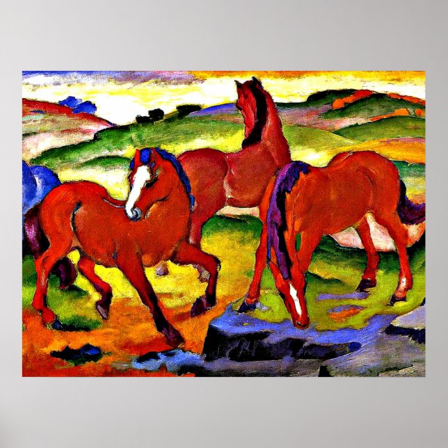 Franz Marc - Weidepferde IV. 1911 Poster (Vorne)