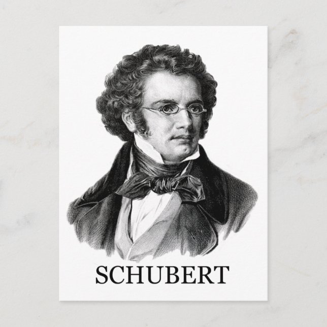 Franz Schubert, schwarz Postkarte (Vorderseite)