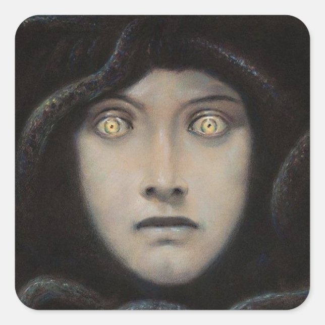 Franz von Stuck - Leiter von Medusa Quadratischer Aufkleber (Vorderseite)