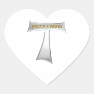 Franziskaner Tau Cross Frieden und gutes Silver &  Herz-Aufkleber