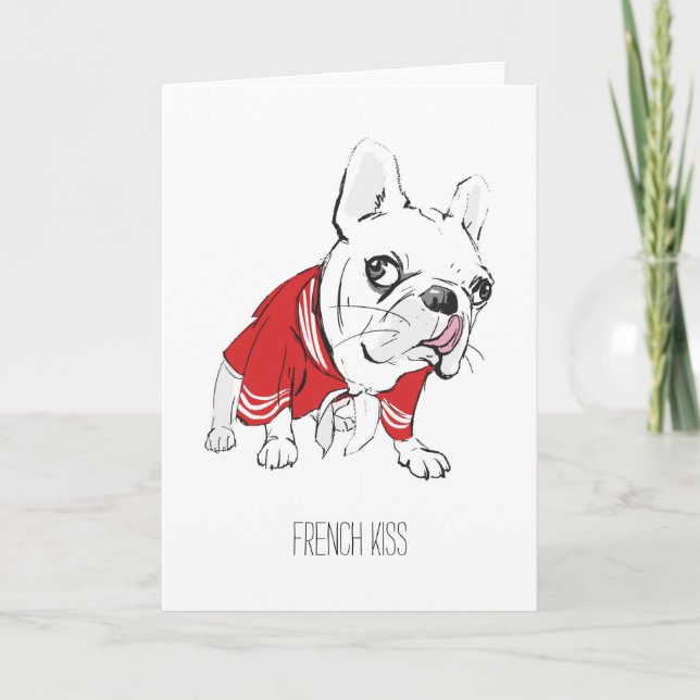 "Franzose-Kuss-" Valentinstag-Karte Feiertagskarte (Vorderseite)