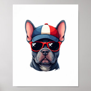Franzose mit US-Farben gekleidet Poster