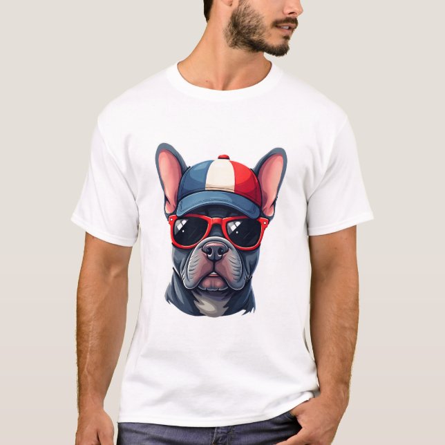 Franzose mit US-Farben T-Shirt (Vorderseite)