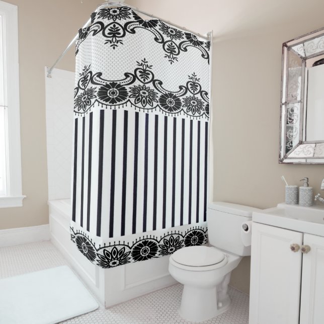 'Franzose-Speicher-Front" White_Black Streifen u. Duschvorhang (Beispiel)
