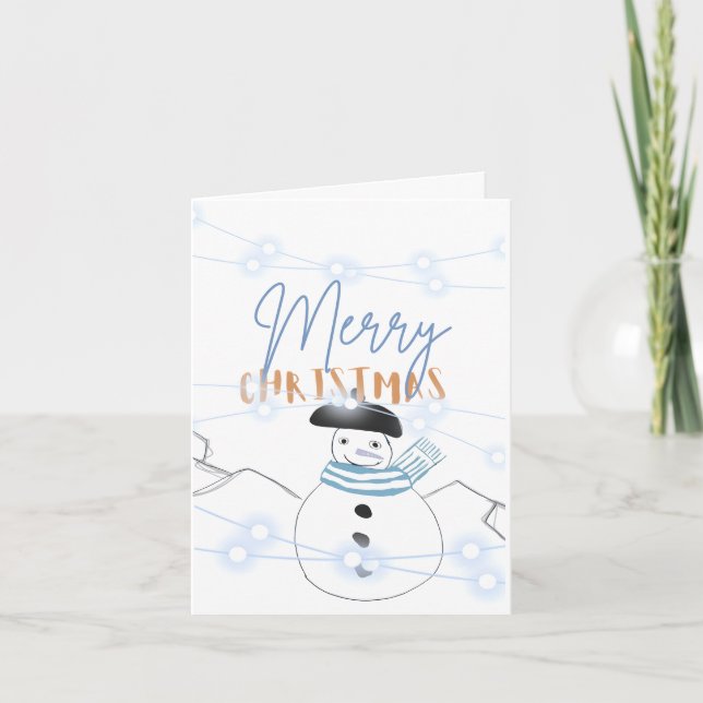 Franzose Weihnachtsschneemann Dankeskarte (Vorderseite)