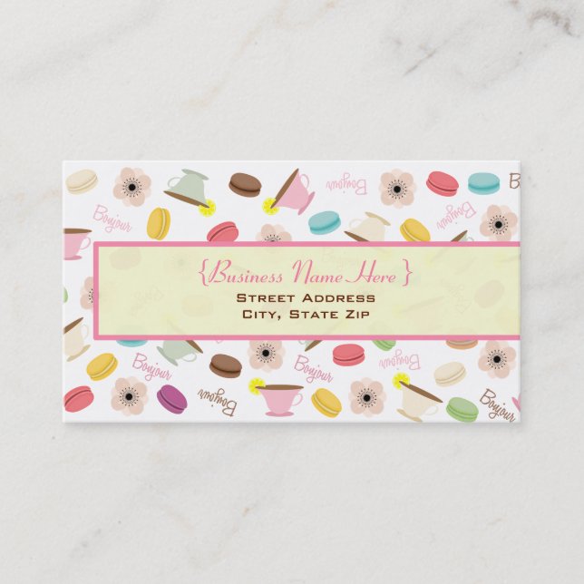 Franzosen Macarons u. Teacups-Visitenkarte Visitenkarte (Vorderseite)