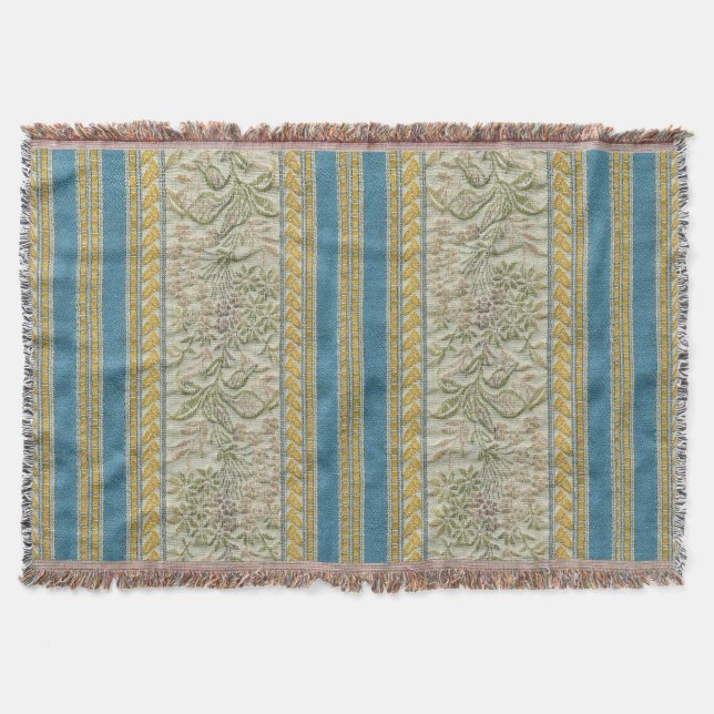 Franzosen stickten Blumen-Gewebe-Blick Decke (Vorderseite)