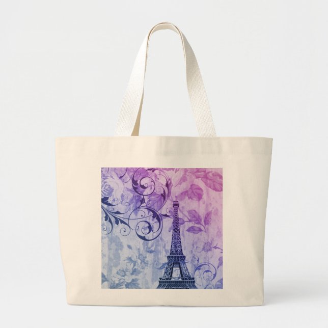 Franzoseparis Eiffel des hübschen girly Chic lila Jumbo Stoffbeutel (Vorne)