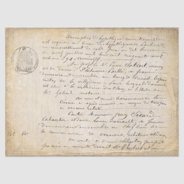 Französisch Alte Skriptdekoupage Seidenpapier (Vorderseite)