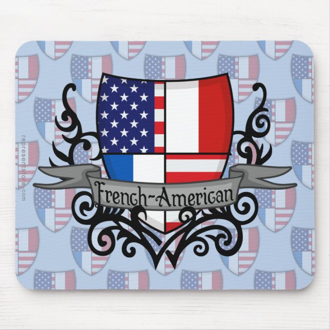Französisch-Amerikanische Schild-Flagge Mousepad (Vorne)