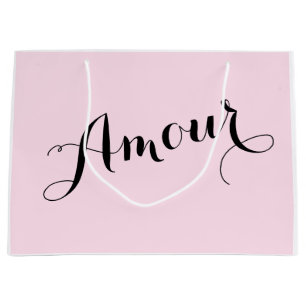 Französisch Amour Liebe Rosa und Schwarz Chic Pari Große Geschenktüte