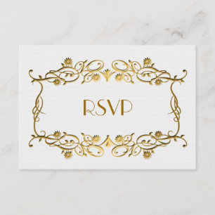 Französisch Art Deco Elfenbein White Gold Foil Wed RSVP Karte
