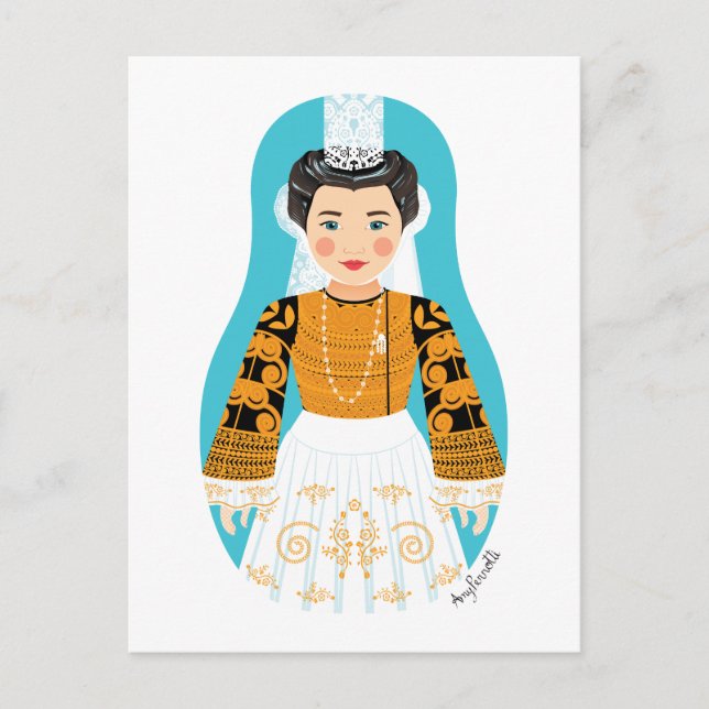 Französisch, Bigoudène Matryoshka Postkarte (Vorderseite)