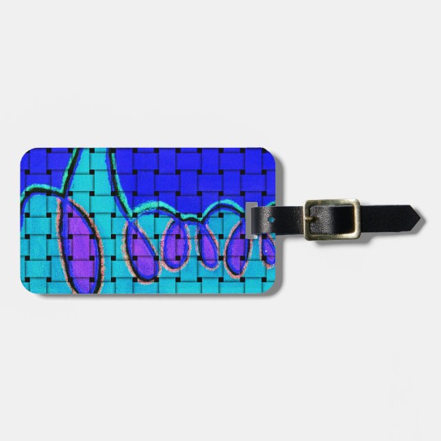 Französisch Blau Abstrakt mit Woven Texture Gepäckanhänger (Vorderseite horizontal)