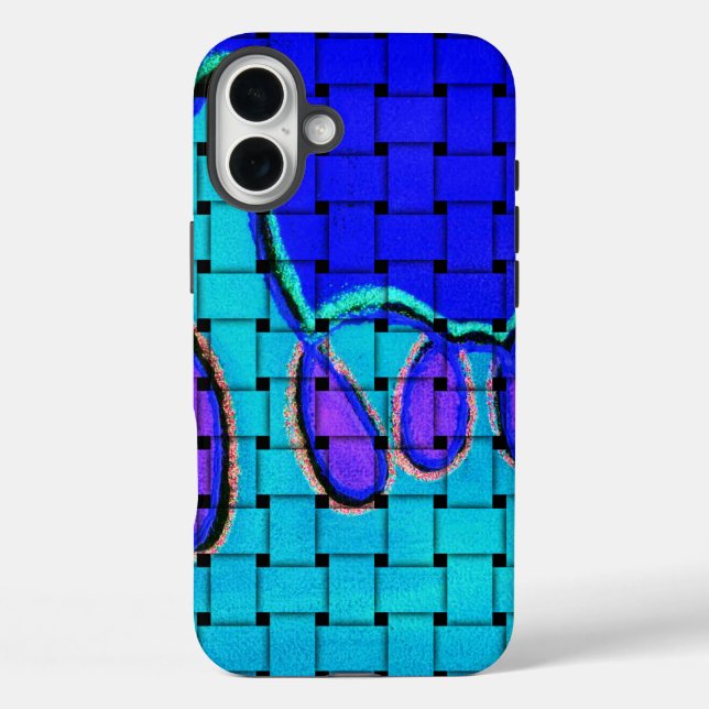 Französisch Blau Abstrakt mit Woven Texture iPhone 16 Plus Hülle (Rückseite)