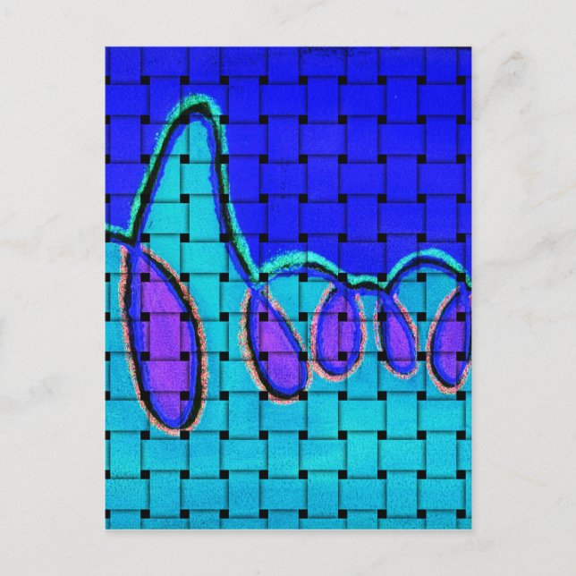 Französisch Blau Abstrakt mit Woven Texture Postkarte (Vorderseite)