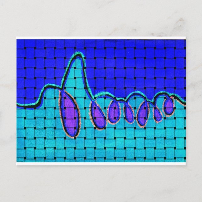 Französisch Blau Abstrakt mit Woven Texture Postkarte (Vorderseite)