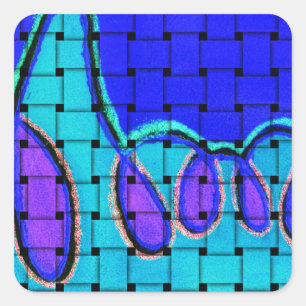 Französisch Blau Abstrakt mit Woven Texture Quadratischer Aufkleber