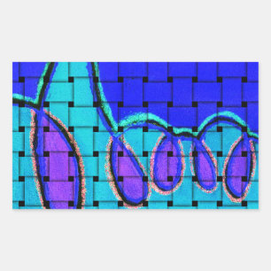 Französisch Blau Abstrakt mit Woven Texture Rechteckiger Aufkleber