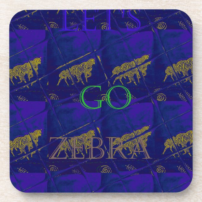 Französisch Blau "Let's Go Zebra" Abstrakte Printw Getränkeuntersetzer (Vorderseite)