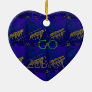 Französisch Blau "Let's Go Zebra" Abstrakte Printw Keramik Ornament
