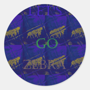 Französisch Blau "Let's Go Zebra" Abstrakte Printw Runder Aufkleber
