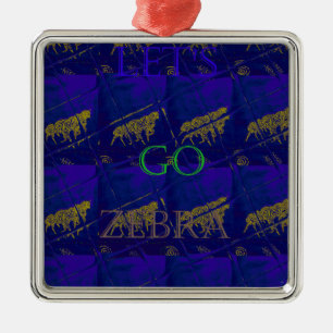 Französisch Blau "Let's Go Zebra" Abstrakte Printw Silbernes Ornament