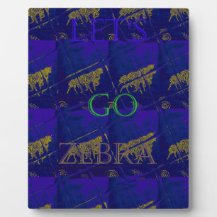 Französisch Blau "Let's Go Zebra" Abstrakter Druck Fotoplatte