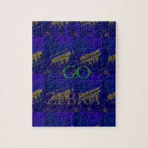 Französisch Blau "Let's Go Zebra" Abstraktes Druck