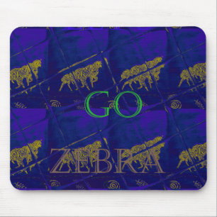Französisch Blau "Let's Go Zebra" Abstraktes Druck Mousepad