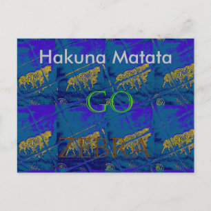 Französisch Blau "Let's Go Zebra" Abstraktes Druck Postkarte