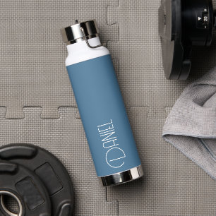 Französisch Blau Moderne Typografie Personalisiert Trinkflasche