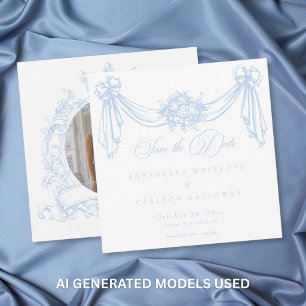 Französisch Blau Rokoko Vintage Elegante Hochzeits Save The Date
