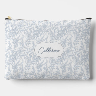 Französisch Blau Toile Blumen Spitze Personalisier Zubehörtasche