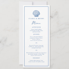 Französisch Blaue Muschel Lange Hochzeitsmenü Einladung