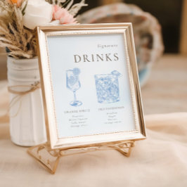 Französisch Blauer Blumenstrauß Art Signature Drin Poster