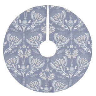Französisch-blauer Damast, Shabby Chic. Polyester Weihnachtsbaumdecke