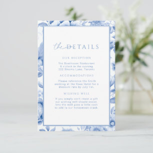 Französisch Blauer Toile Blumenzettel Beilage Begleitkarte
