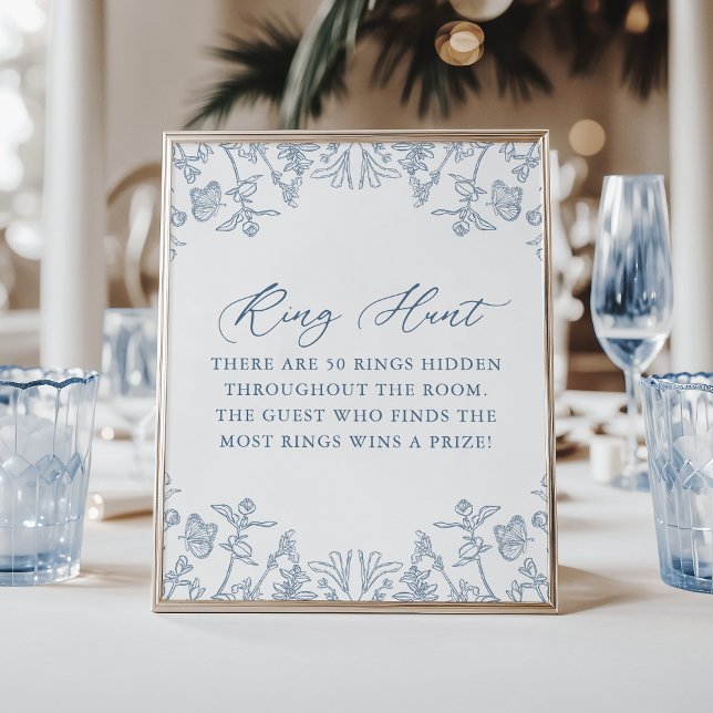 Französisch Blue Chinoiserie Blumenstrauch Poster (Von Creator hochgeladen)