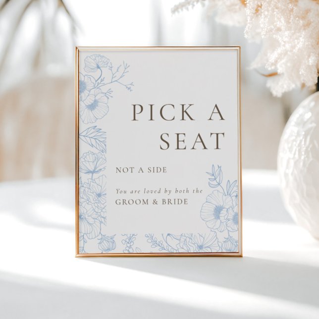 Französisch Blue Floral Line Wählen Sie einen Plat Poster (Von Creator hochgeladen)