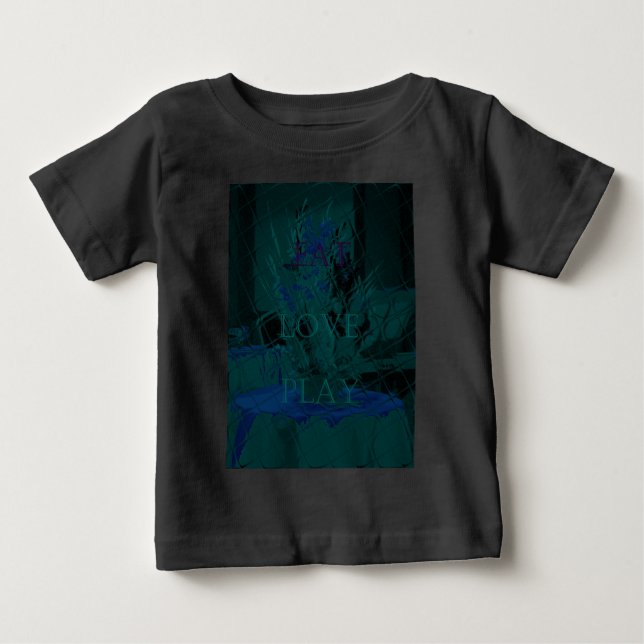 Französisch Blue Liebe Eat Play Blume Farben für a Baby T-shirt (Vorderseite)